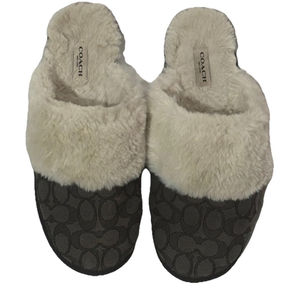 Coach Women's Zena Slipper in Signature Blk/Grey Jacquard  Size 10 B